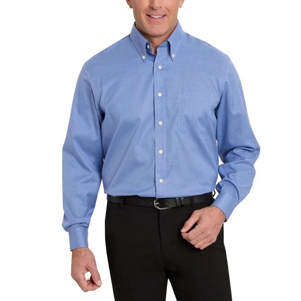 NWOT Kirkland Signature Dress Shirt Men's 15.5 34/35 Blue Pima Cotton